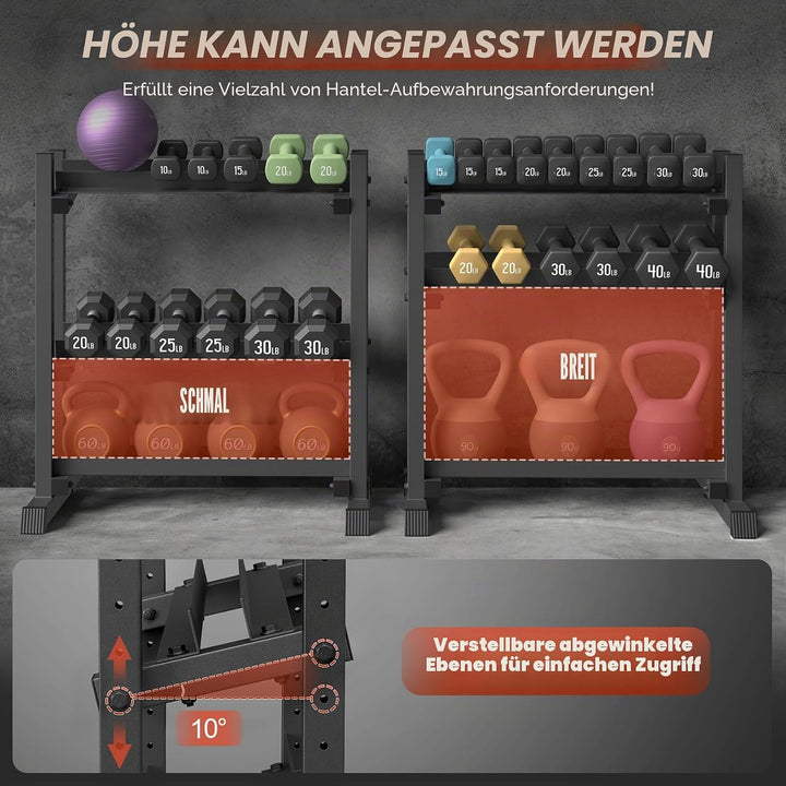 Hantelständer mit 3 Ebenen, 500 kg Kapazität, verstellbar, für das Fitnessstudio zu Hause, robuster