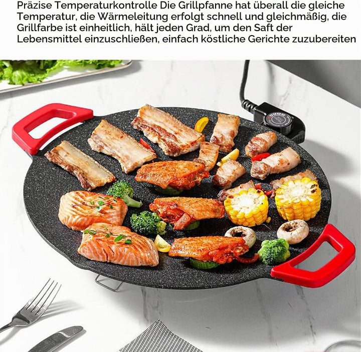 11,8 Zoll Elektrische Grillplatte, Antihaftbeschichtetes, Rauchfreies Elektrisches BBQ-Grill-Backble