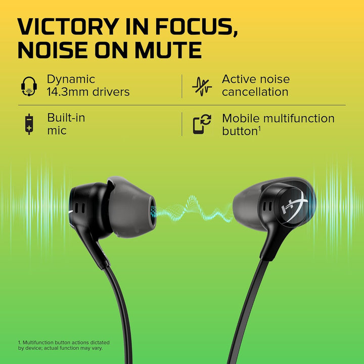 HyperX Cloud Earbuds II Gaming-Ohrhörer mit Mikrofon, Schwarz, Schwarz