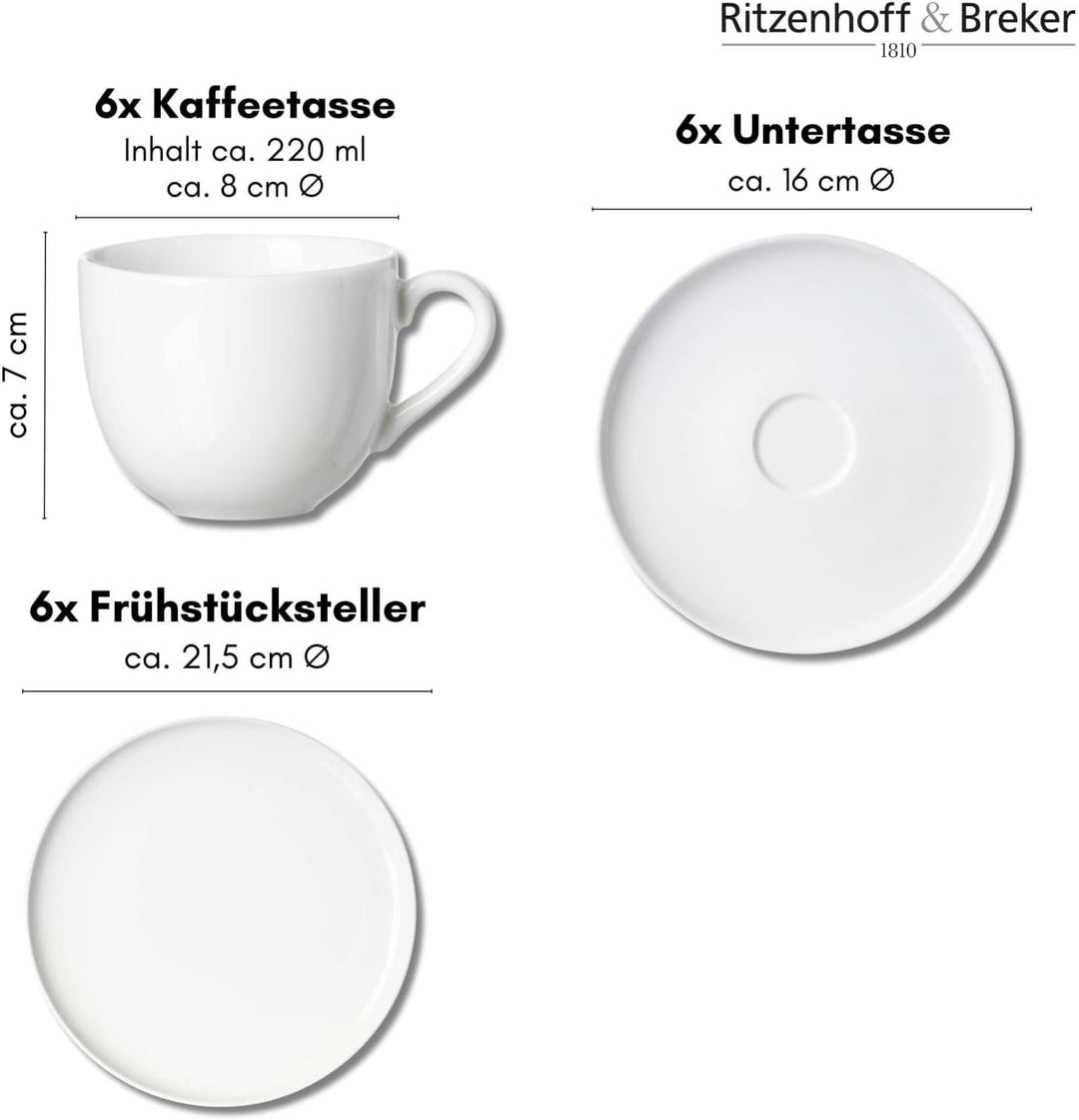 Ritzenhoff & Breker Kaffeeservice Skagen, 18-teilig, Weiss, Kaffeeservice