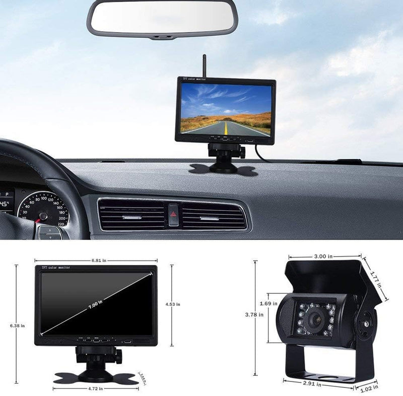 Drahtlose Rückfahrkameras System ,HD-Rückfahrkamera-Kit -7" TFT LCD HD Farbe Auto Monitor mit Nachts