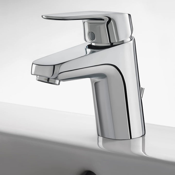 Ideal Standard B1708AA Ceraflex Waschtischarmatur mit Zugknopf-Ablaufgarnitur 5 l/min., mit Metallab