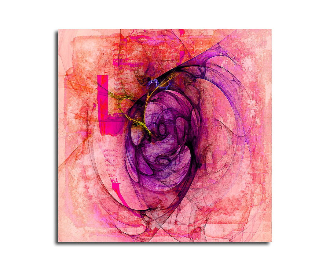 Paul Sinus Art The pink L - Abstrakt343_60x60cm Bild auf Leinwand Leidenschaft in pink Abstraktes Mo