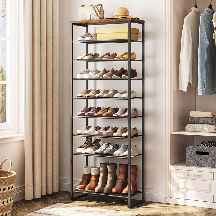 HOOBRO Schuhregal mit 10 Ebenen, Schuhschrank hoch, 60cm Schuhablage schmal, Schuhaufbewahrung, für