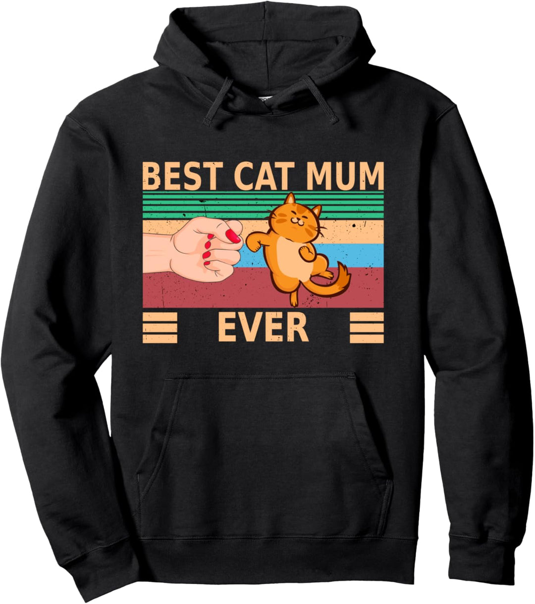 Best Cat Mom Ever Beste Katzenmama Katzengesicht Retro Katze Pullover Hoodie
