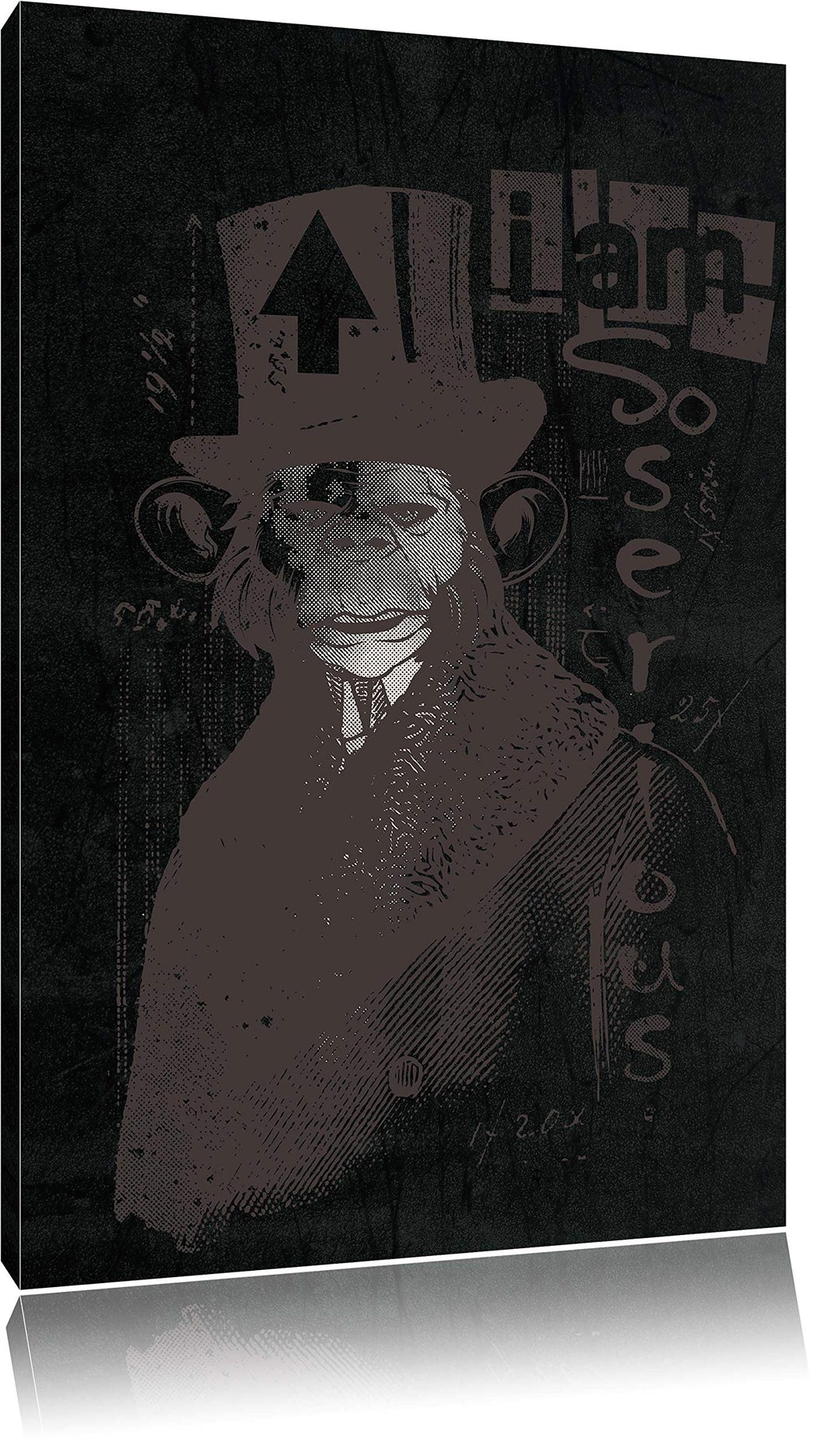 Dark I am serious black Bild auf Leinwand, XXL riesige Bilder fertig gerahmt mit Keilrahmen, Kunstdr