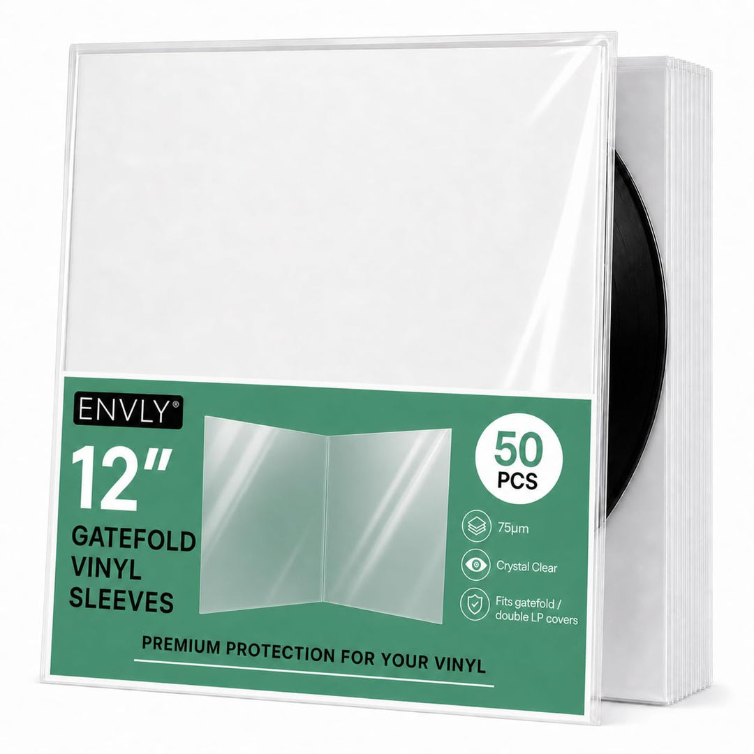 Klappcover Schutzhüllen für Schallplatten (50 Stück) | 12" | 75µm | Klarsicht | LP Aussenhüllen | Ga