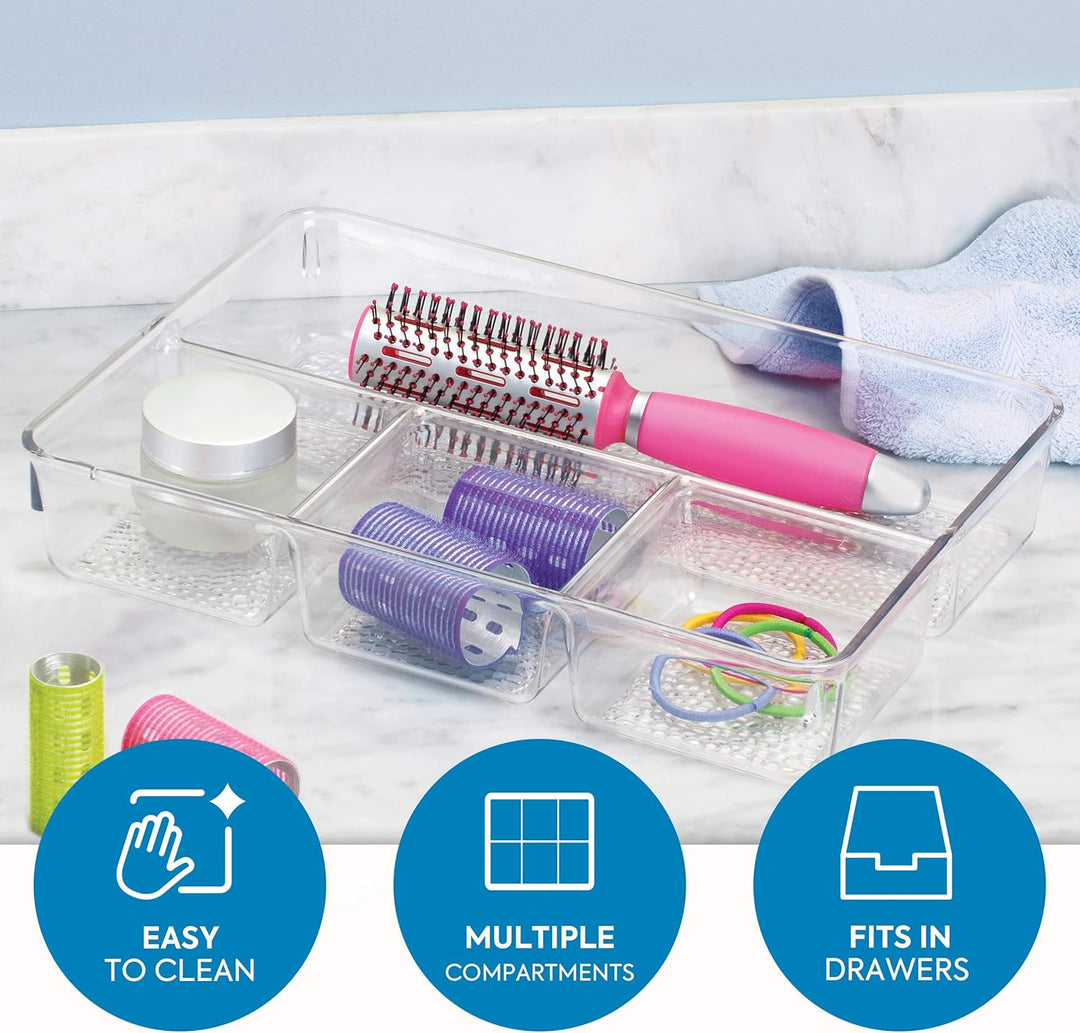 iDesign Kosmetik Organizer, Sortierkasten mit Struktur für Make-up aus Kunststoff mit 4 Fächern, zur