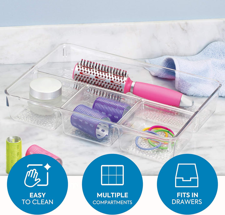 iDesign Kosmetik Organizer, Sortierkasten mit Struktur für Make-up aus Kunststoff mit 4 Fächern, zur