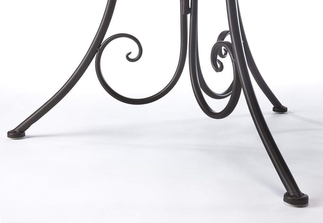 Kobolo Dekorativer Gartentisch Metalltisch Tisch aus braunem Metall mit Stanzungen in Blumenoptik 60
