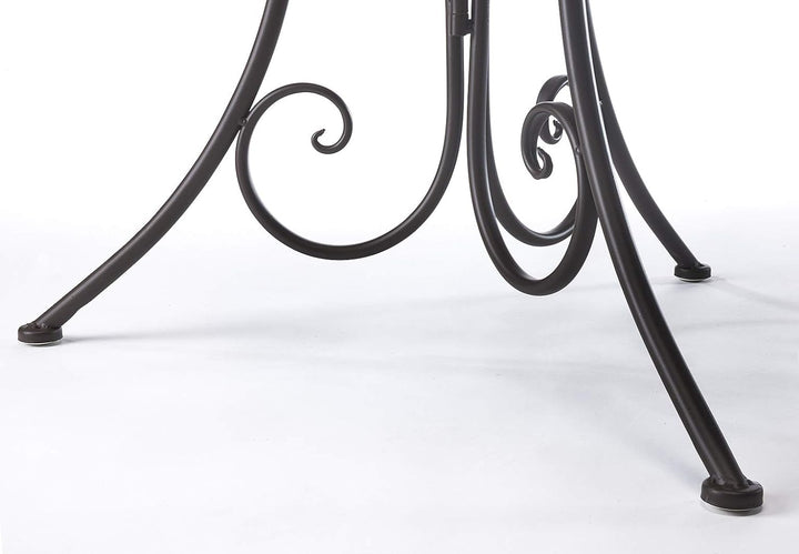 Kobolo Dekorativer Gartentisch Metalltisch Tisch aus braunem Metall mit Stanzungen in Blumenoptik 60