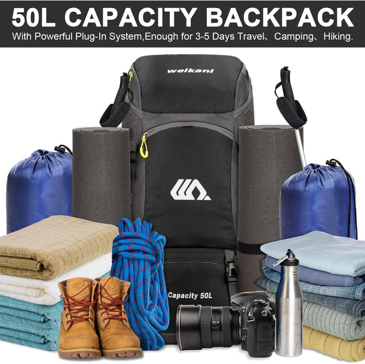 jianyana Wanderrucksack 50L Trekkingrucksack Regenhülle Reiserucksack Wasserdichter Campingrucksack