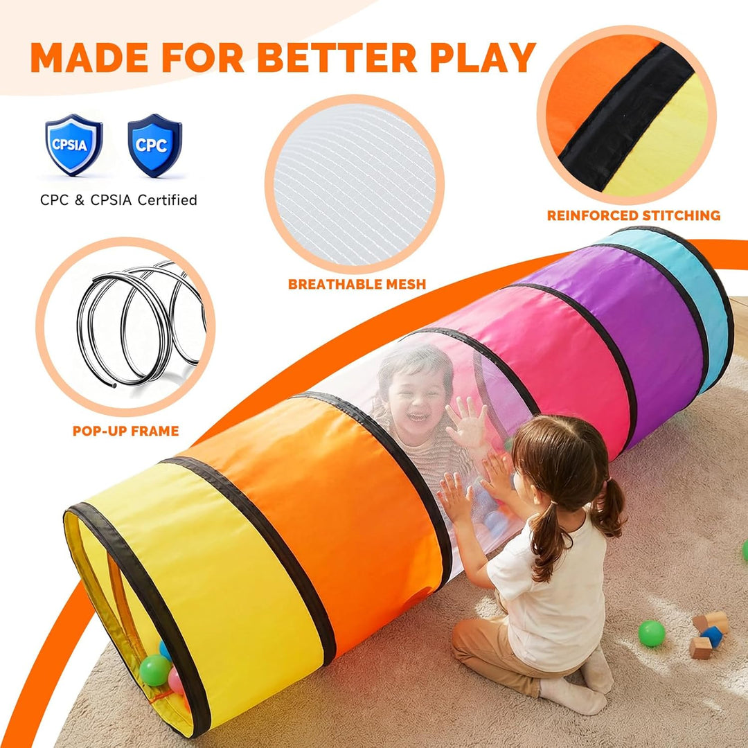 Wilwolfer Tunnel für Kinder - Spielzelt für Draussen mit Mesh-Seiten - 180cm Tunnel für Kinder motor