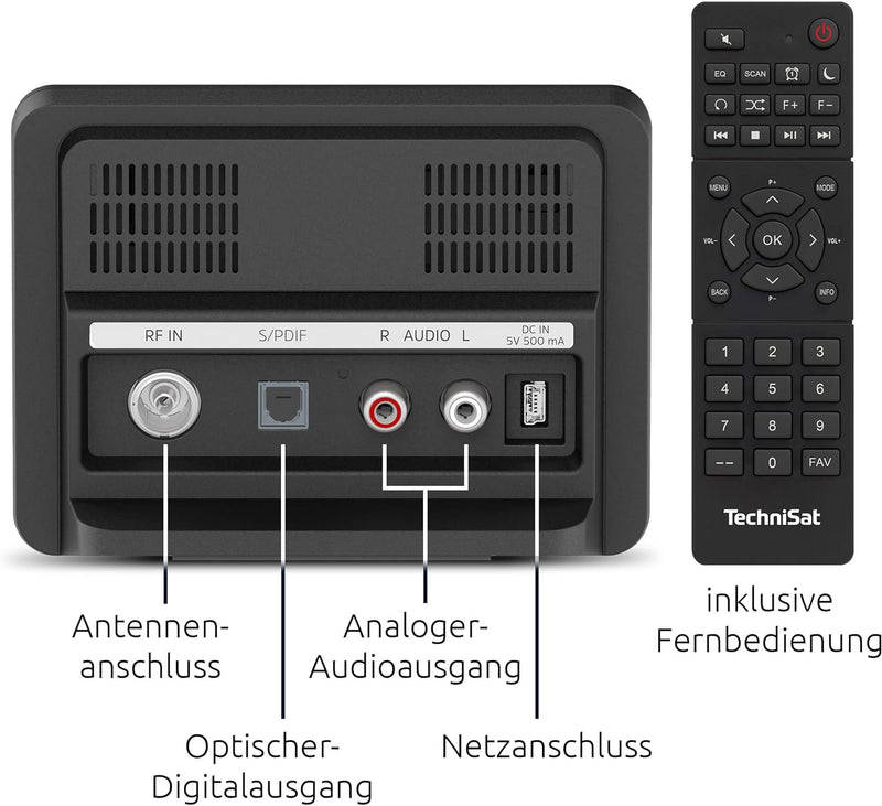 TechniSat DIGITRADIO 10 IR - DAB+ und Internetradio Adapter (WLAN, Farb-Display, Bluetooth, Fernbedi