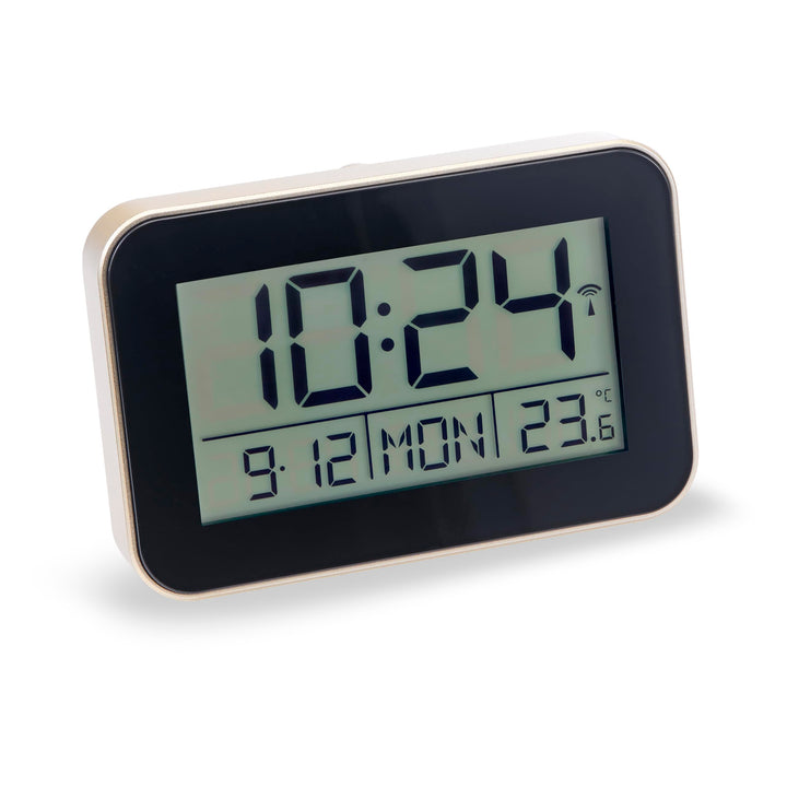 Atlanta Funkwecker Digital LCD Anzeige Alarm Snooze Licht Datum Temperatur - 1802/9 Gold