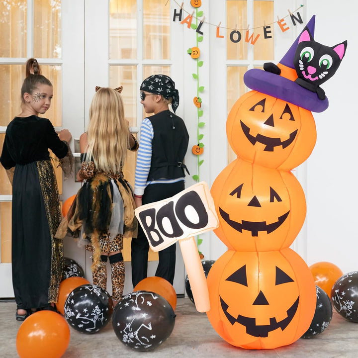 Solpex Halloween deko Aufblasbar Kürbis Geist Dekoration 150 cm Eingebaute LEDs Aufblasbare Hallowee