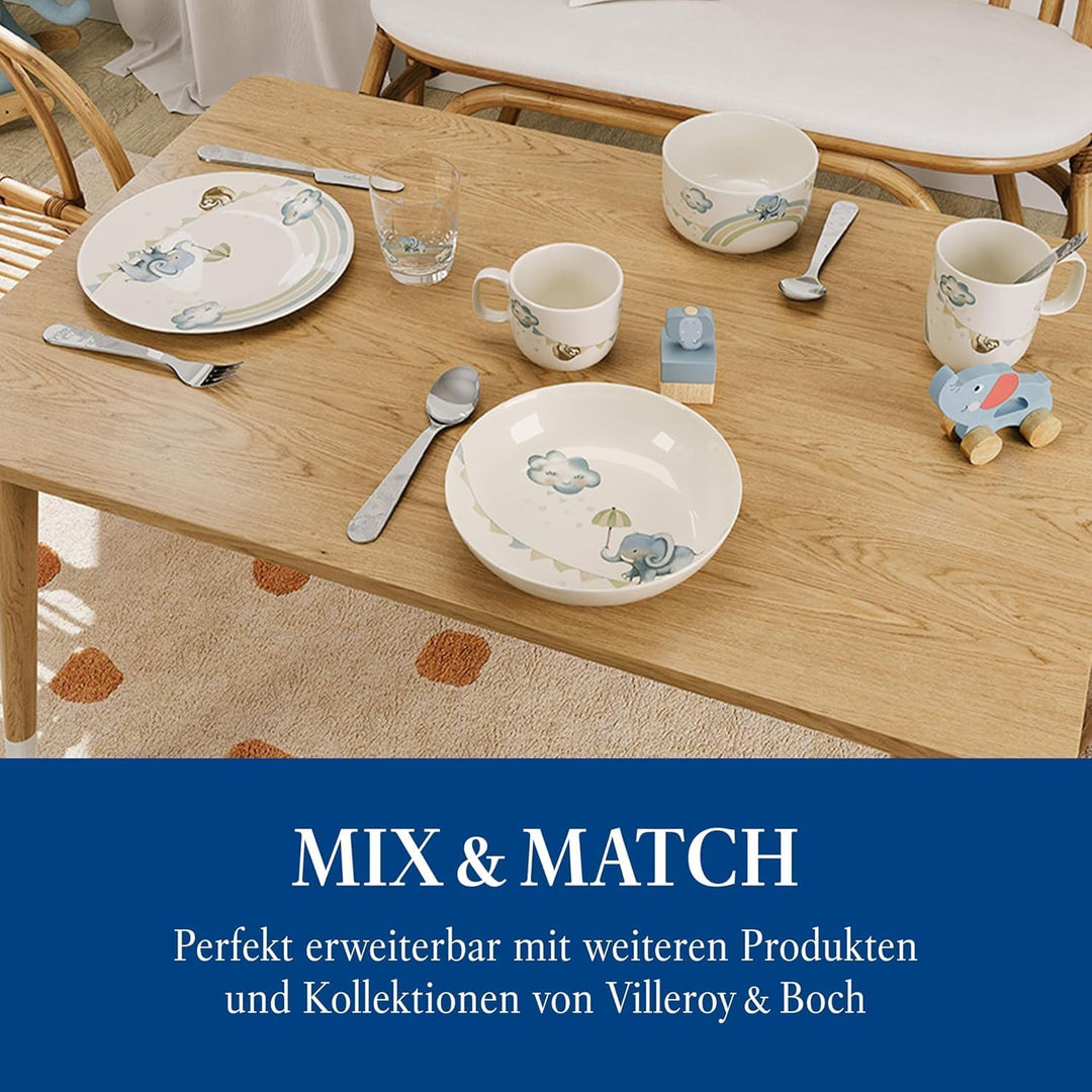 Villeroy & Boch – Boho Kids "Walk like an elephant" Kindergeschirr-Set 7 teilig, Spülmaschinenfest,