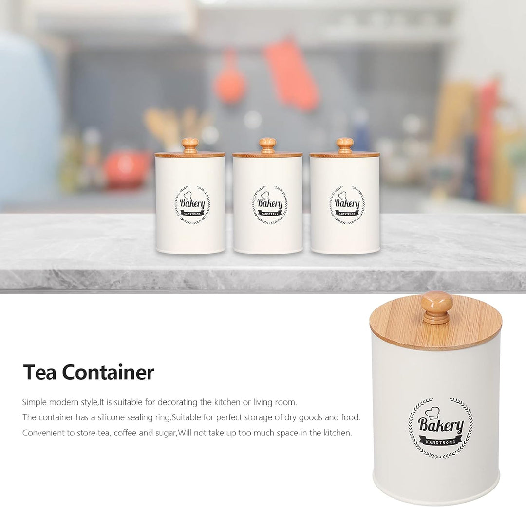 MOUMOUTEN Kaffee Vorratsbehälter, 3 Stück Teebehälter Bambus Deckel Glas Tee luftdichte Vorratsbehäl