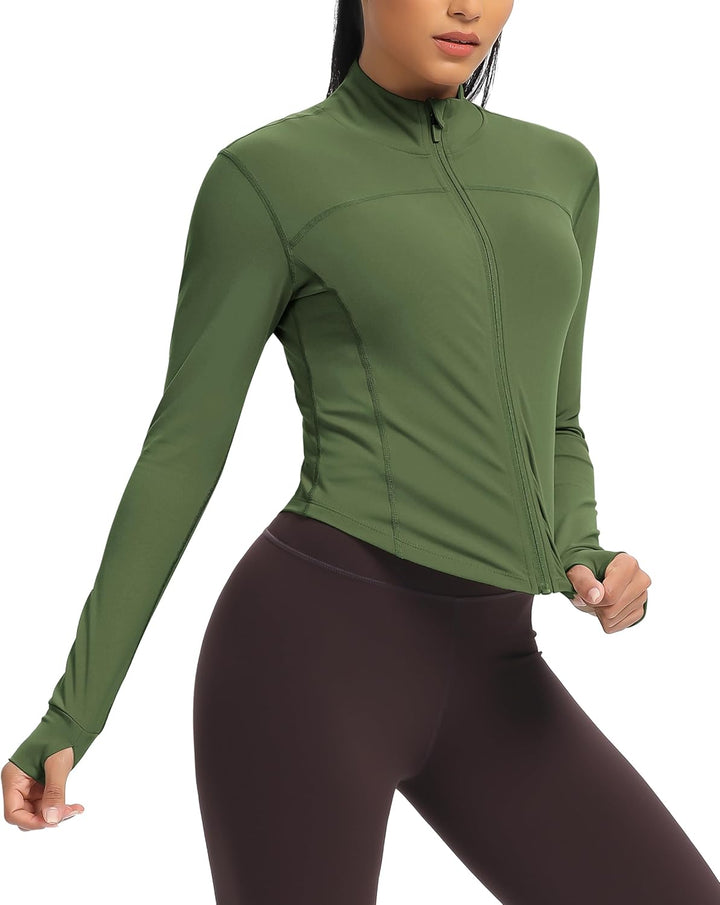 QUEENIEKE Laufjacke Damen Enge Sportoberteil Langarm Atmungsaktive Hoher Kragen Sportjacke Mit Reiss