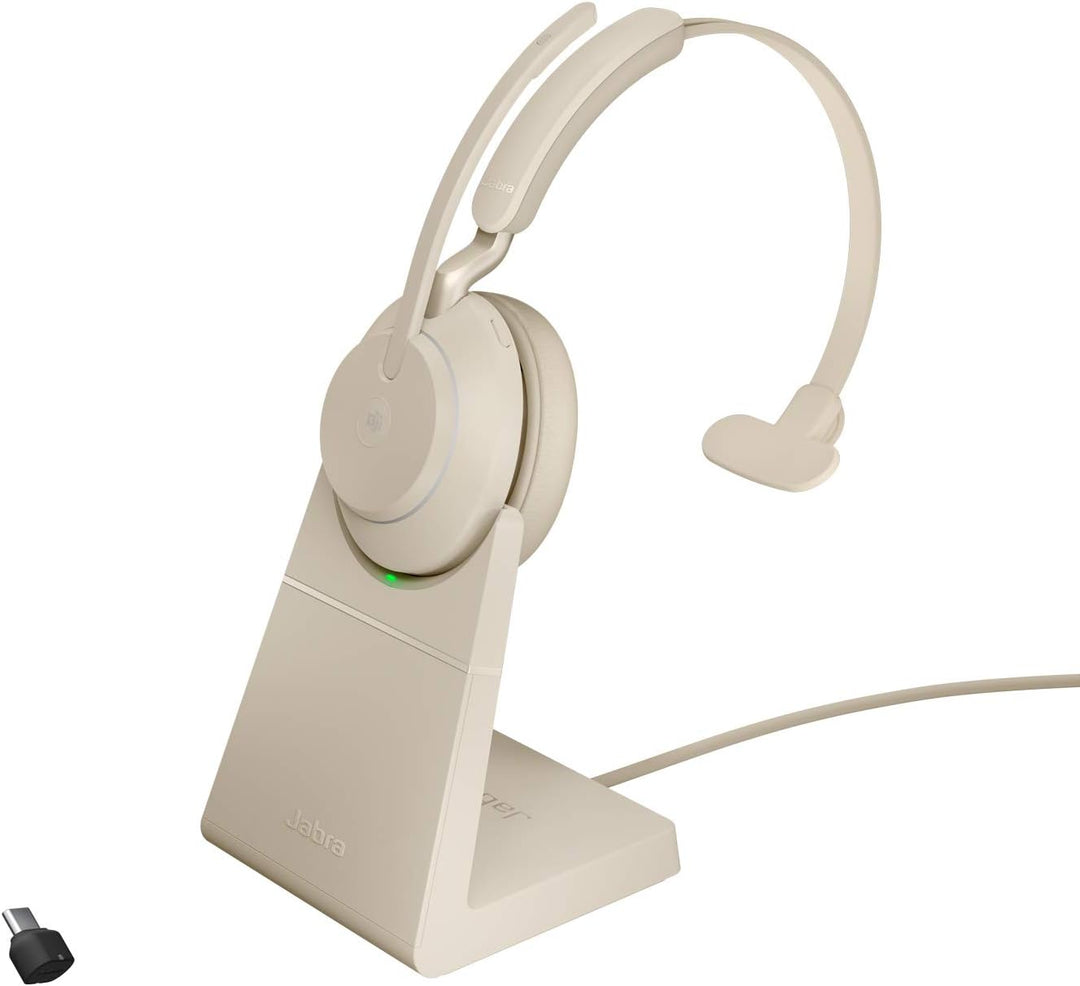 Jabra Evolve2 65 Wireless PC Headset with Charging Stand – Noise Cancelling Microsoft Teams Certifie
