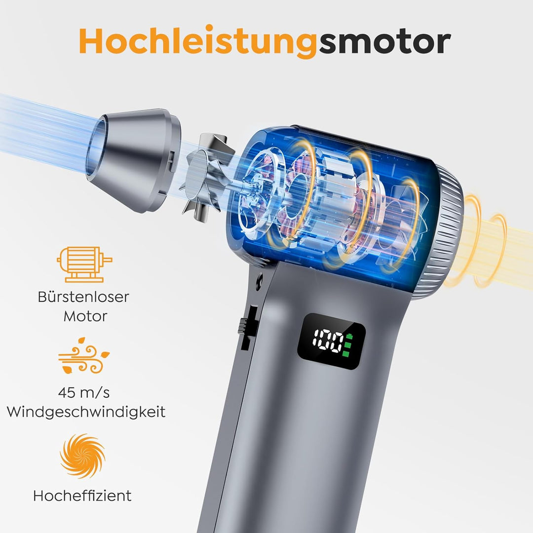 Elektrisches Staubgebläse, 230000 U/min Super Power Cordless Air Duster, 100-stufig einstellbares Mi