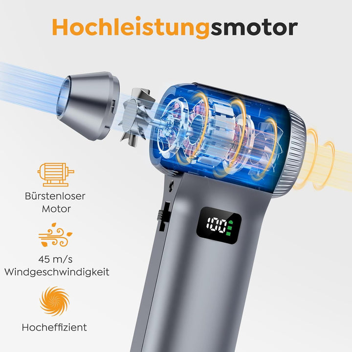 Elektrisches Staubgebläse, 230000 U/min Super Power Cordless Air Duster, 100-stufig einstellbares Mi