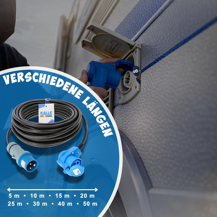 KALLE DAS KABEL CEE-Verlängerungskabel Winkelkupplung Campingkabel Wohnmobil-Kabel Caravan-Leitung H