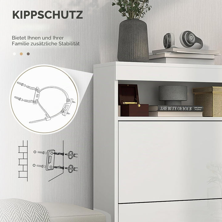 HOMCOM Schmaler Schuhschrank, Wandmontierter oder freistehender Schuhschrank mit 2 Klappschubladen u