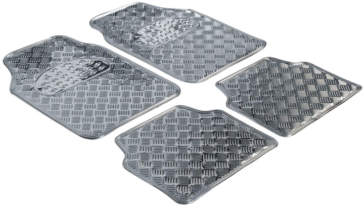 WALSER Gummimatten, Universal Automatte Metallic, Fussmatten Komplettset Riffelblech, Schutzmatte Si