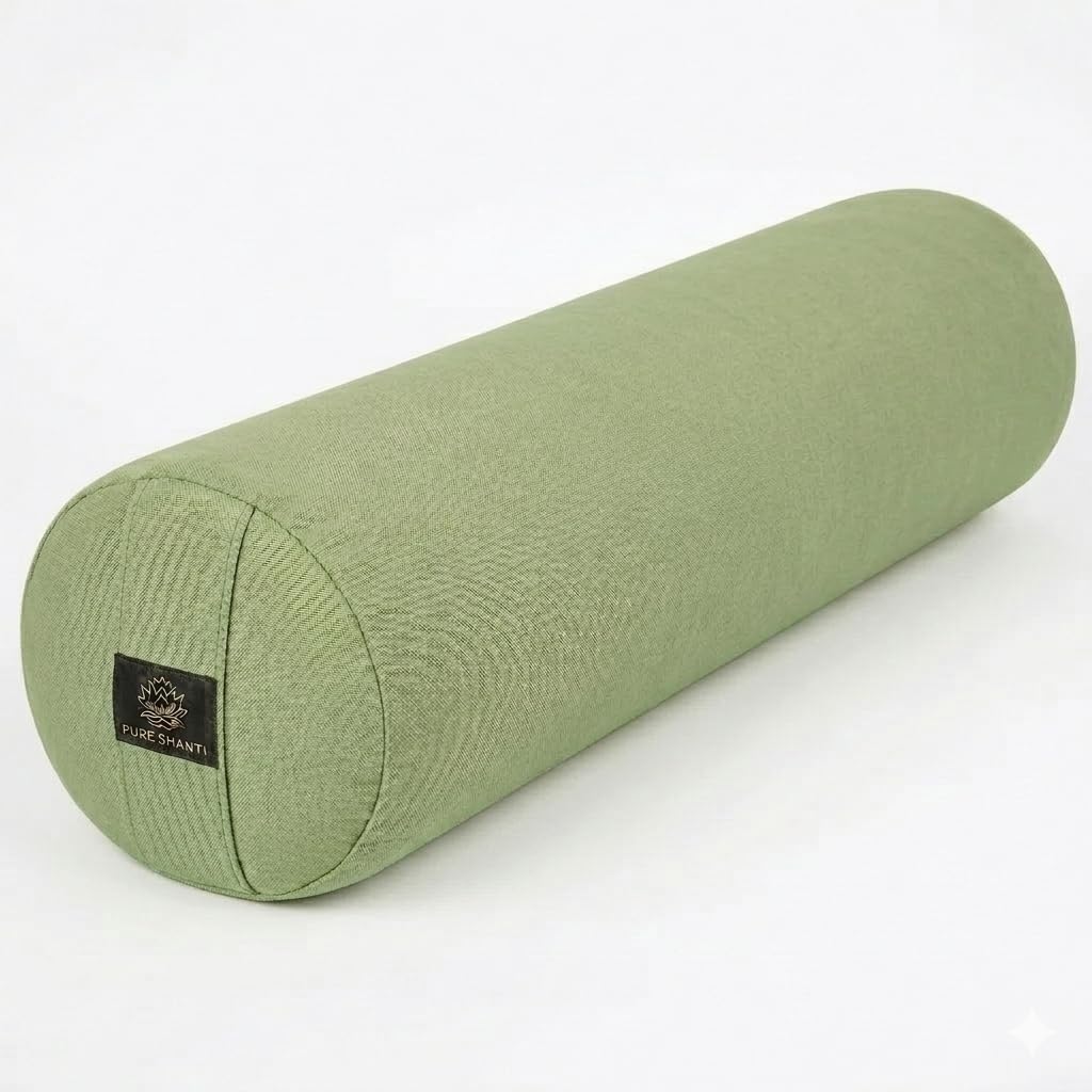 PURE SHANTI Yogabolster aus 100% Bio-Baumwolle | Nachhaltiges Bolster | Natürliche Buchweizen-Spreu-