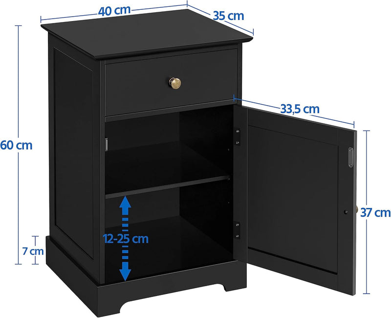 Yaheetech Nachtschrank Nachtkommode Boxspringbett Nachttisch mit 1 Schublade und verstellbarem Einle