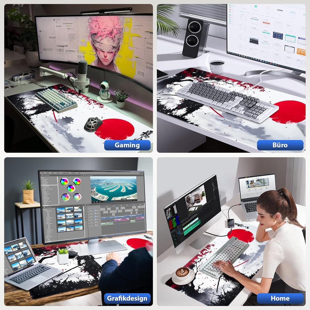 Niviy Japanische Gaming Mauspad XXL 900 x 400 mm Grosse Speed Mousepad mit Nähten an den Rändern Ant