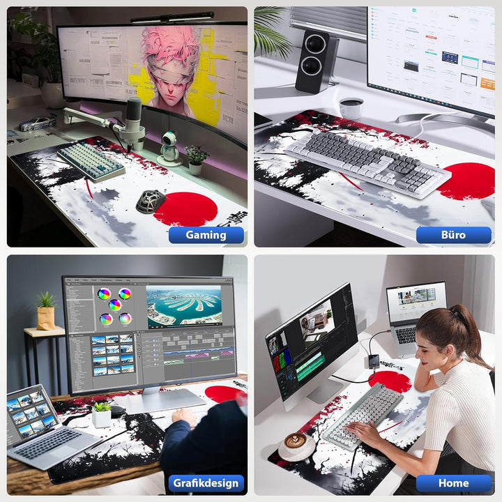 Niviy Japanische Gaming Mauspad XXL 900 x 400 mm Grosse Speed Mousepad mit Nähten an den Rändern Ant