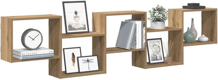vidaXL Würfelregal 5 Fächer Artisan-Eiche Holzwerkstoff, Regal, Wandregal, Würfelregal Wandmontage,