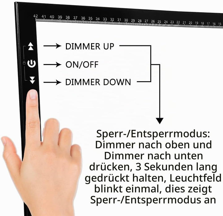HSK A3 LED-Lichtpad Sperren/Entsperren Touch-Dimmer-Knopf Helligkeit 6000 Lux verpackter Adapter 12V