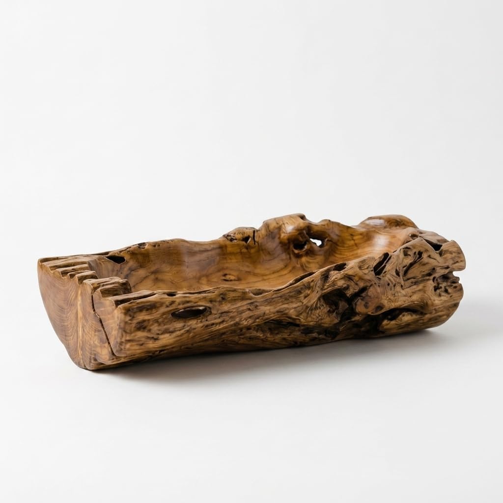 Kinaree Deko Schale Wurzelholz - Schale Teak Massivholz - 55-65cm Obst Schale