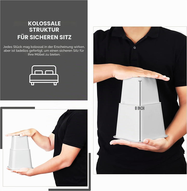 Utopia Bedding 8 Stück Hochwertige verstellbare Möbelerhöher (4 hoch und 4 kurz) - Starke platzspare