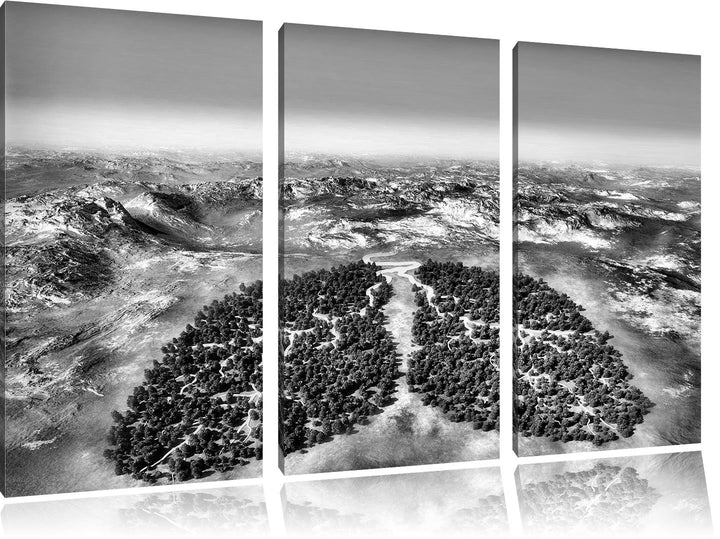 Pixxprint Grüne Lunge der Natur als Leinwandbild/Grösse: 3 Teilig (120x80) cm/Wandbild/Kunstdruck/fe