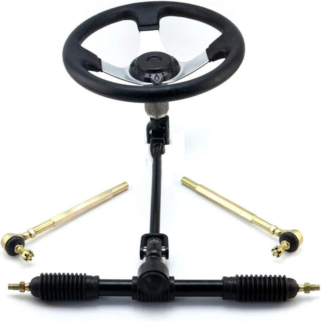 Go-Kart 300mm Lenkrad Lenkwelle Spurstangen Set Bootslenkrad Steuerrad Rack Kit Mit Zahnstange Ritze