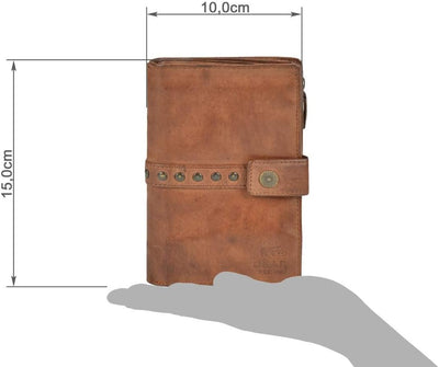 Bear Design Portemonnaie Damen Geldbörse Leder 10x15cm Geldbeutel Cow Lavato Cognac