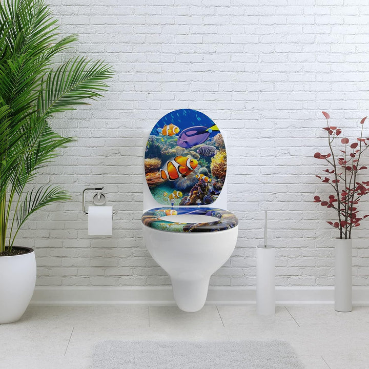 SANFINO® Premium WC Sitz mit Absenkautomatik – hochwertige Toilettendeckel aus Holz, viele bunte Mot