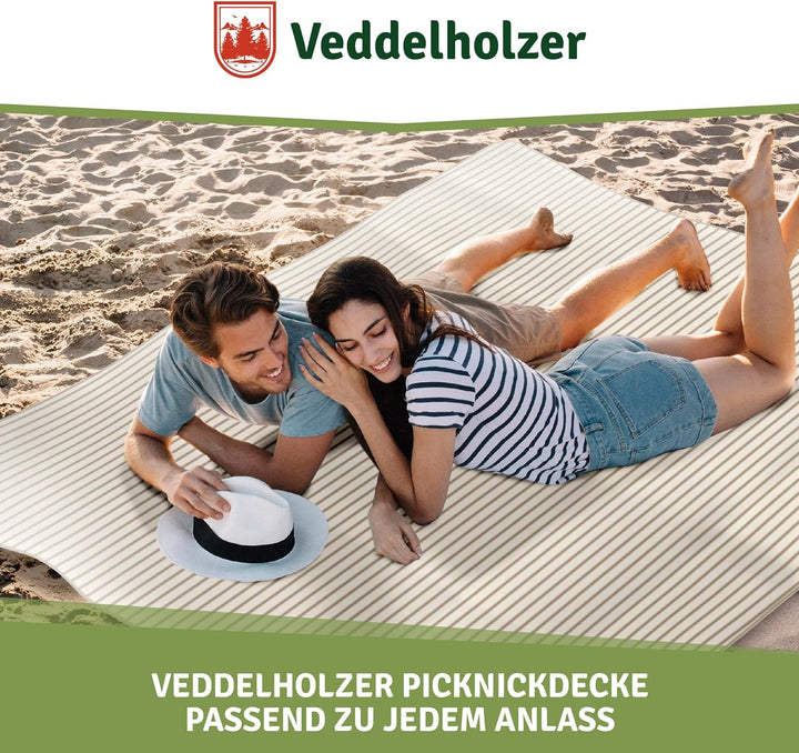 Veddelholzer 200 x 200 cm Beach Picknickdecke wasserdicht, sandfeste Stranddecke XXL isoliert & gepo