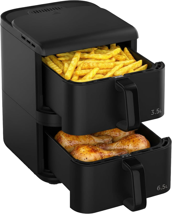HAF-C10DBS25BK "InnovaCook" Double Air Fryer – 10L Capacity (3.5L + 6.5L), 2,500W Power, SMART COOK