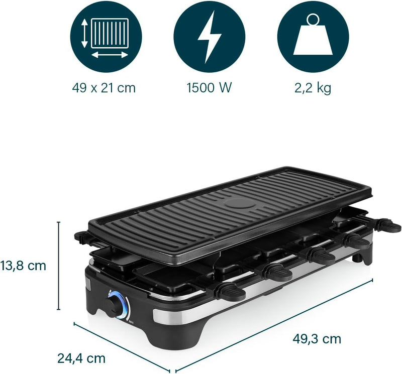 Princess Multifunktions-Raclette XXL 162650 – Grill und Raclette einstellbarer Thermostat 49 x 21 cm