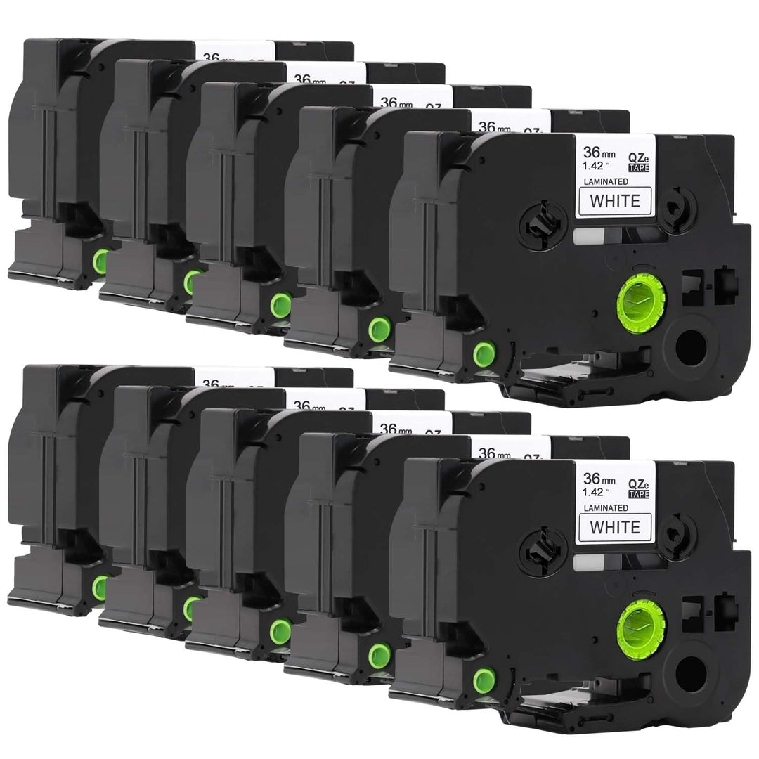 Molabel 10pack TZe-261 Black on white 36mm x 8m compatible with Brother equipment tape for Brother P