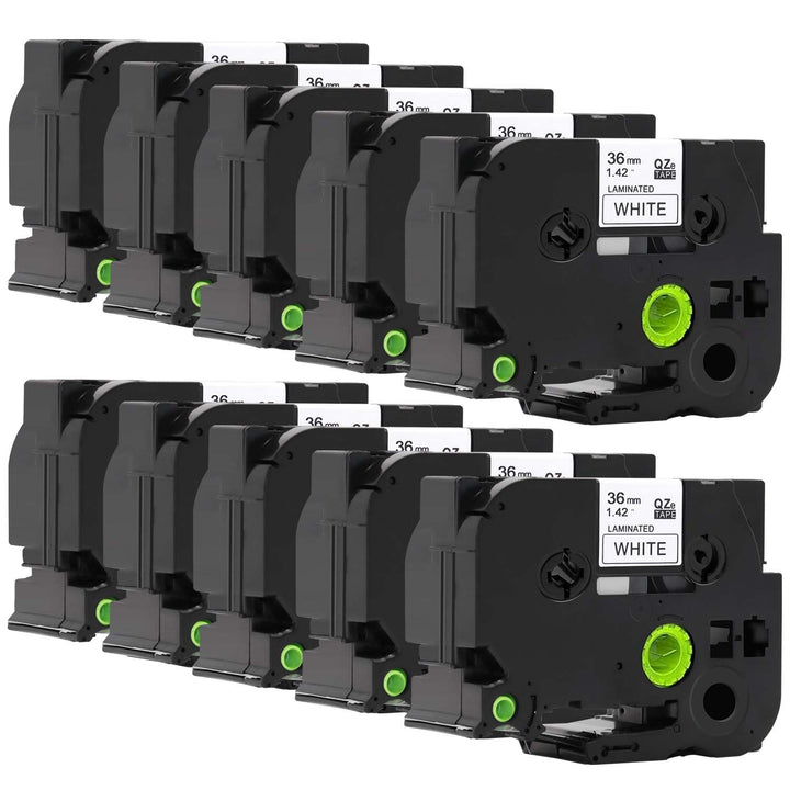 Molabel 10pack TZe-261 Black on white 36mm x 8m compatible with Brother equipment tape for Brother P