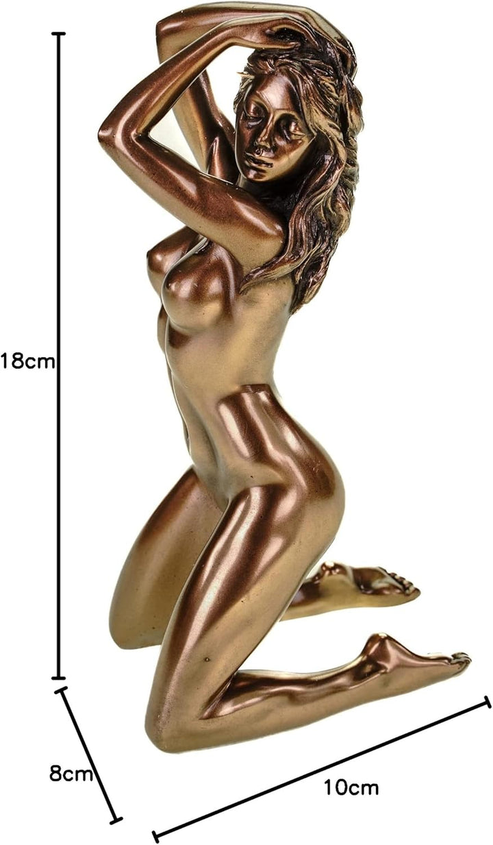 Veronese by Joh. Vogler GmbH Weiblicher Akt Harmonie Frau kniet Arme am Kopf bronziert Figur Skulptu