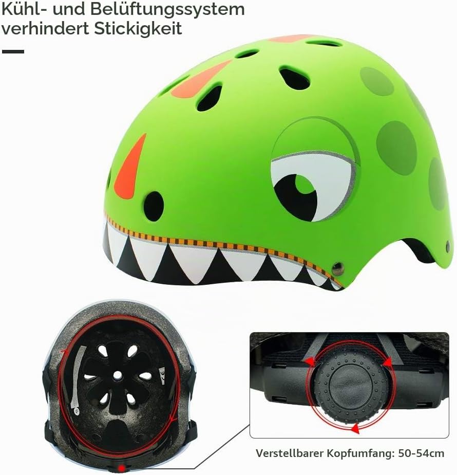Kinderhelm für 2 3 4 5 Jahre Jungen Mädchen, Grösse: 50-54 cm, Verstellbar Kind Fahrradhelm Jugend S
