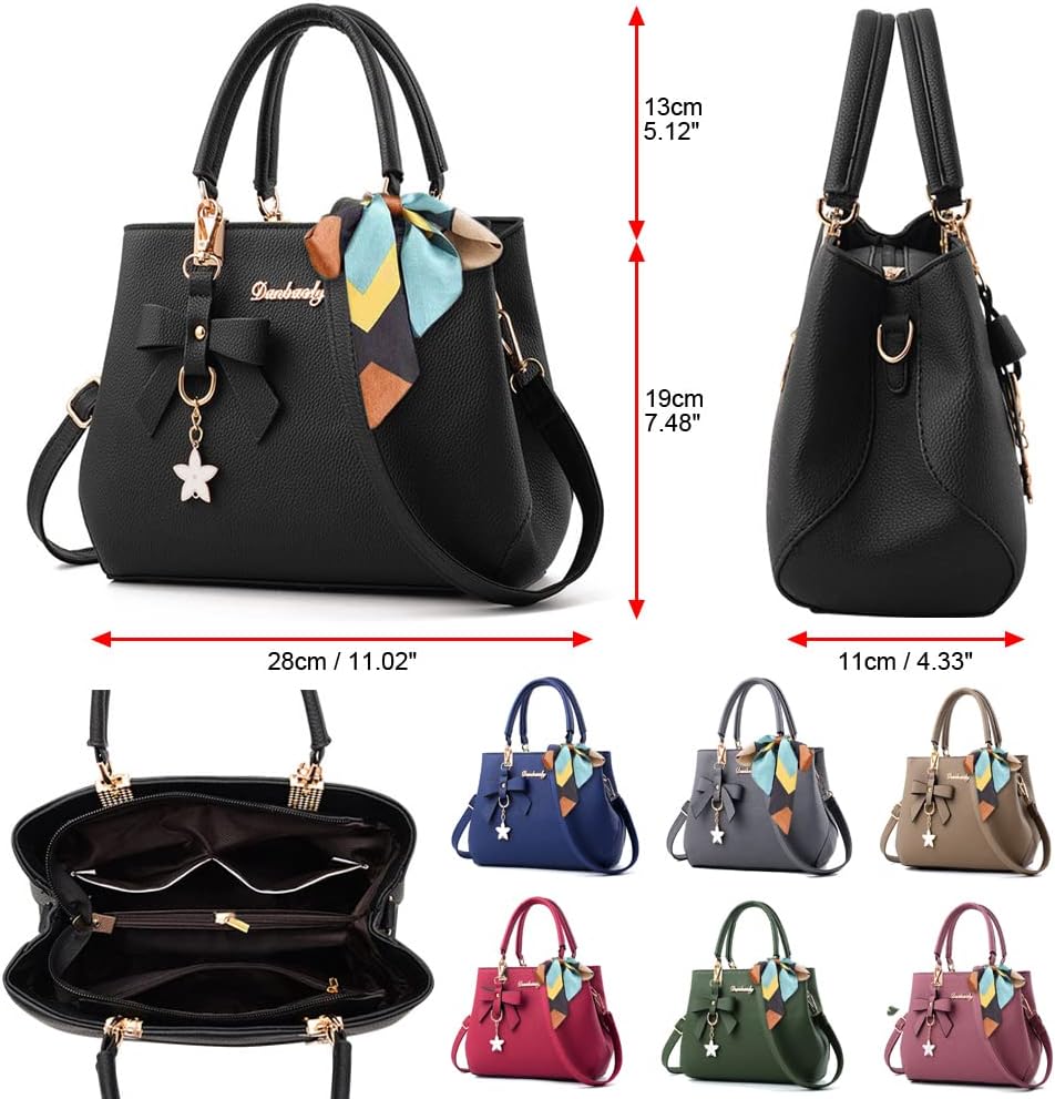 wocharm Damen-Schultertasche aus PU-Leder, Tragegriff oben, modische Tragetasche für Freizeit und Ar