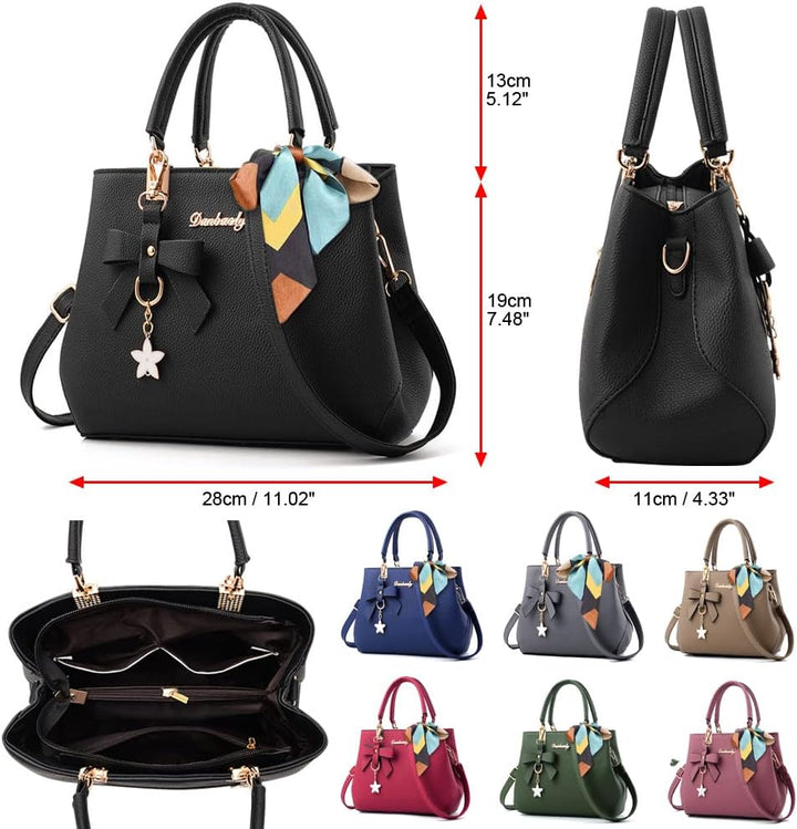 wocharm Damen-Schultertasche aus PU-Leder, Tragegriff oben, modische Tragetasche für Freizeit und Ar